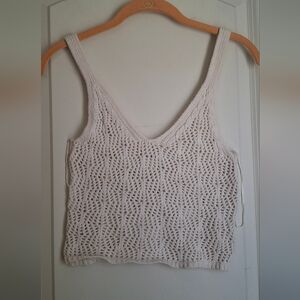 Freshman 1996 Cream Crop Top Embroidered Women's Top Sz SMALL bohem Bell Beachy